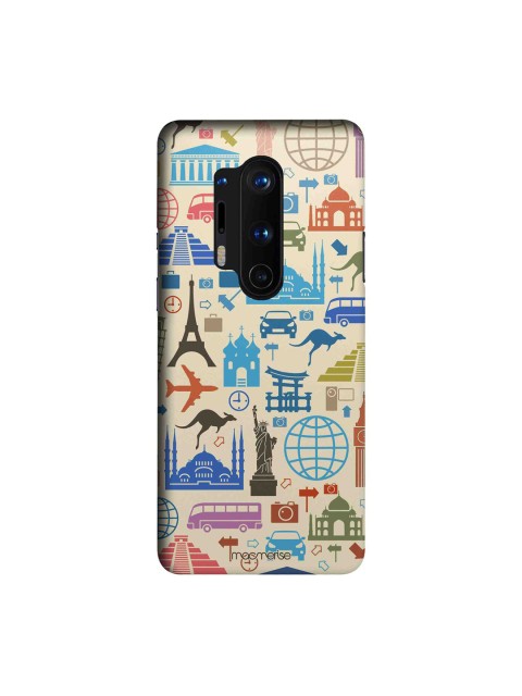 

macmerise Beige & Blue Travel Lover OnePlus 8 Pro Back Case