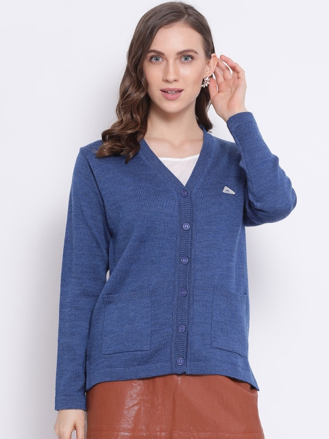 

Monte Carlo Women Blue Solid Cardigan Sweater