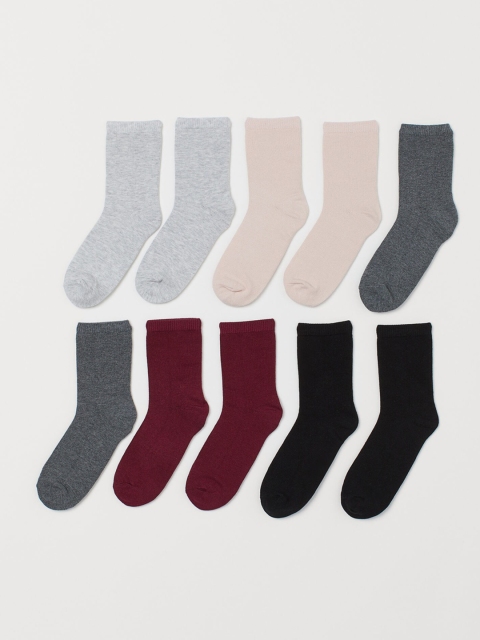 

H&M Girls Multicoloured Solid 10-Pack Socks, Multi
