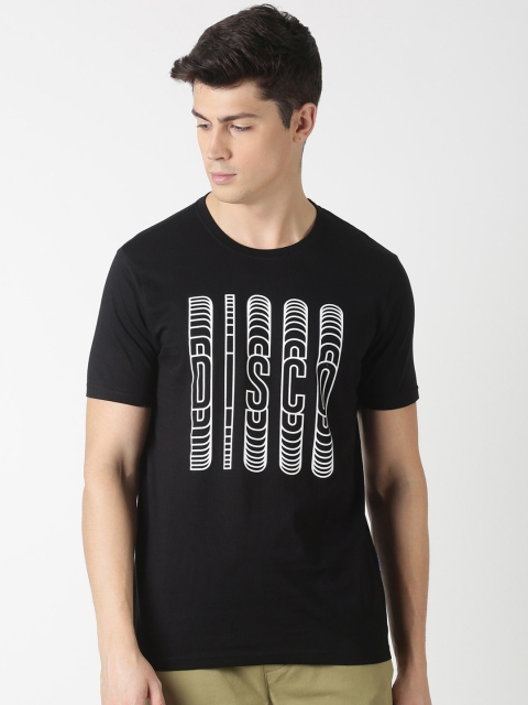 

Blue Saint Men Black Printed Round Neck T-shirt