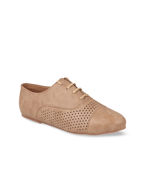 

Shoetopia Women Beige Solid Oxfords
