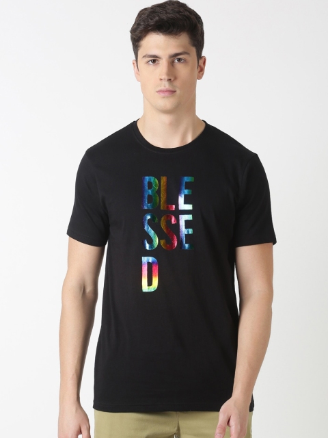 

Blue Saint Men Black Printed Round Neck T-shirt