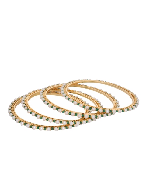 

Shoshaa Set of 2 Gold-Plated & Off-White Pearl-Studded Handcrafted Bangles
