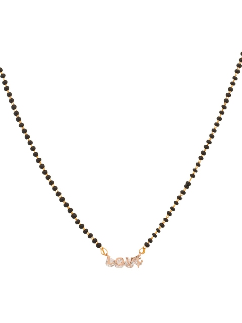 

Shoshaa Gold-Plated Black & White Stone-Studded & Beaded Mangalsutra