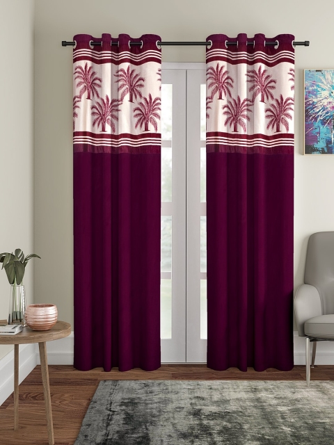 

VRINDA Purple & Cream-Coloured Set of 2 Printed Door Curtains