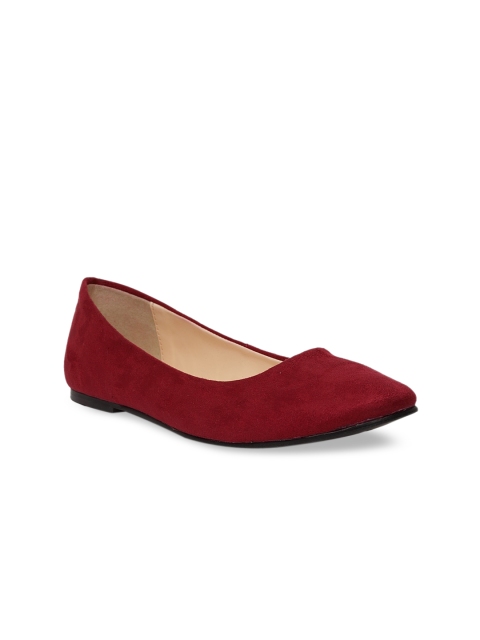 

Woomenia Women Maroon Solid Suede Ballerinas