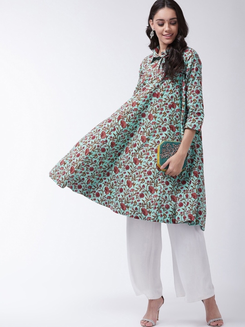

InWeave Women Sea Green Printed Anarkali Kurta
