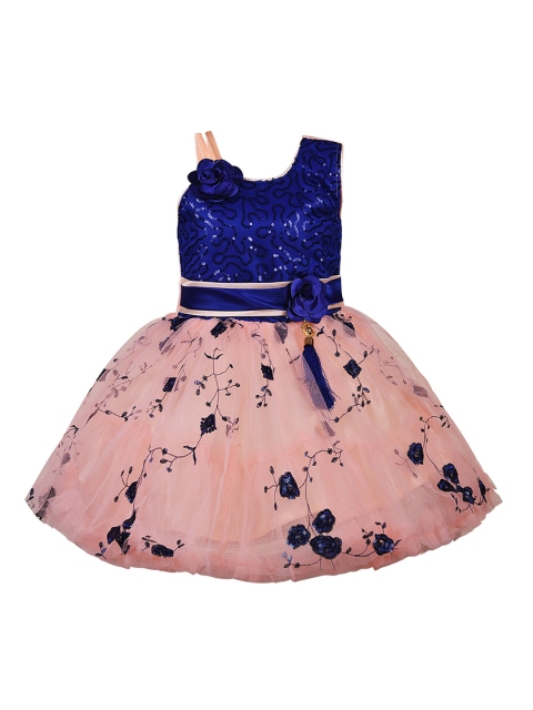 

Wish Karo Girls Peach-Coloured Embellished Fit and Flare Dress