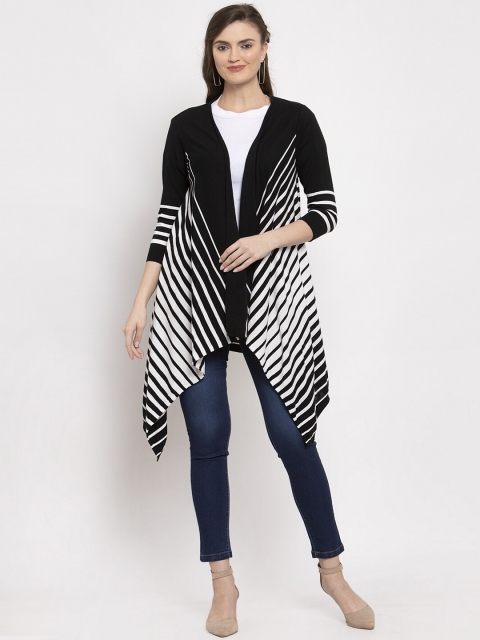 

Kalt Women Black & White Striped Open Front Shrug