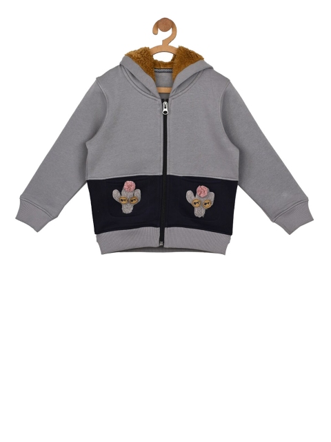 

Stupid Cupid Boys Grey & Black Colourblocked Hooded Sweatshirt