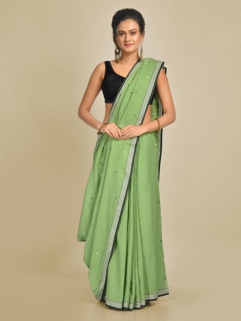 

Mitera Green Pure Cotton Printed Taant Saree