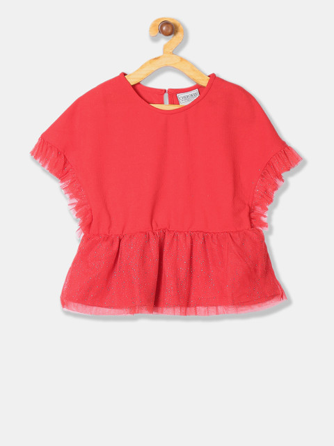 

Cherokee Girls Red Solid Cinched Waist Top