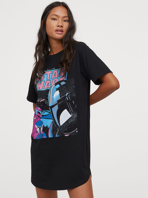 

H&M Women Black Printed Nightdress