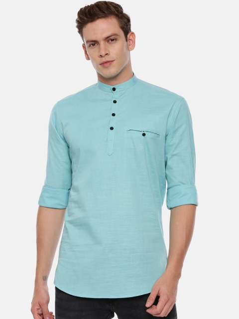 

ROLLER FASHIONS Men Turquoise Blue Slim Fit Solid Casual Shirt