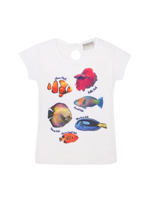 

Cherokee Girls White Printed High-Low Top