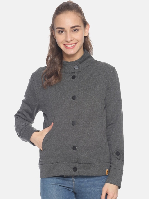 

Campus Sutra Women Grey Solid Windcheater Padded Jacket