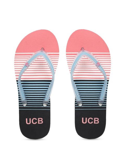 

United Colors of Benetton Women Pink & Black Printed Thong Flip-Flops