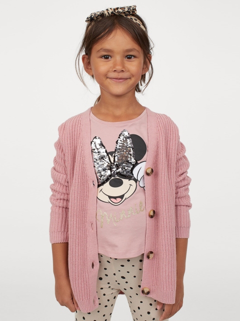 

H&M Girls Rose Pink & Silver Minnie Mouse Sequin-Motif Top