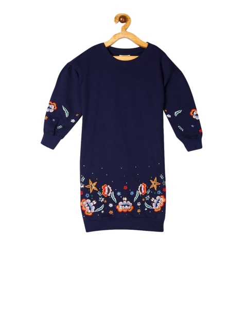 

Cherokee Navy Blue Floral Embroidered Sweater Dress