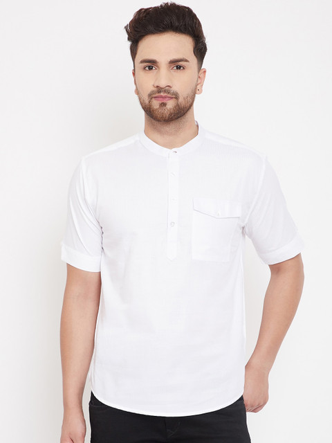 

even Men White Solid Straight Kurta