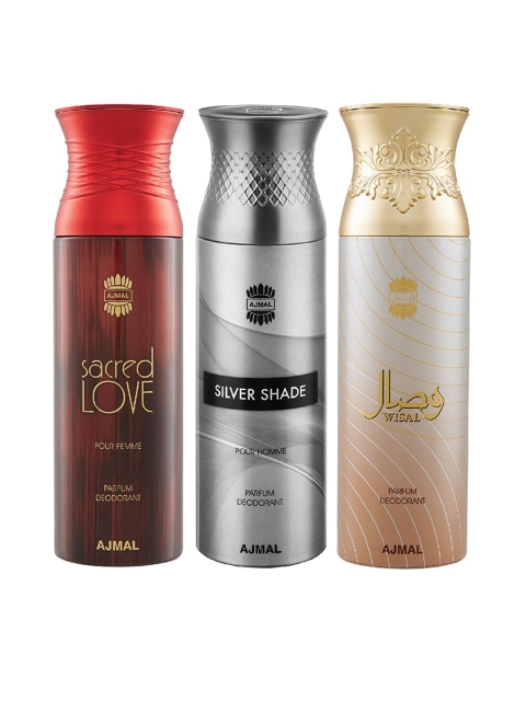 Ajmal Unisex Set of 3 Deodorant - 200 ml each, Multi