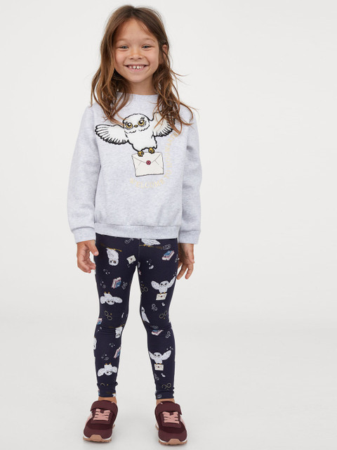 

H&M Girls Navy Blue Patterned Leggings