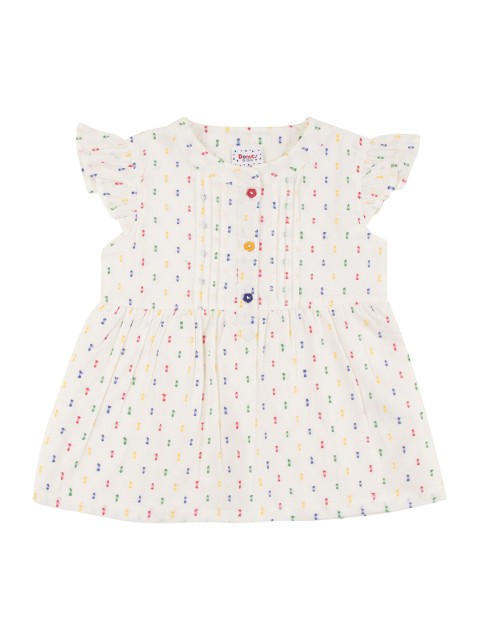

Donuts Girls White Printed Dobby Weave Top