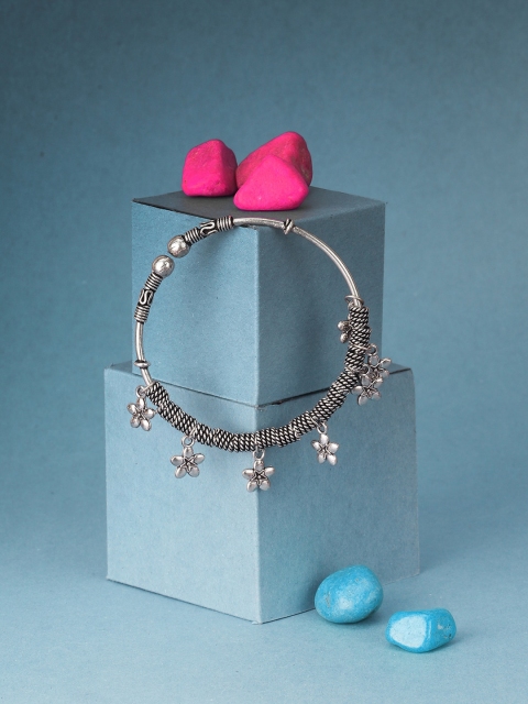 

Adwitiya Collection Silver-Plated Oxidised Handcrafted Charm Bracelet