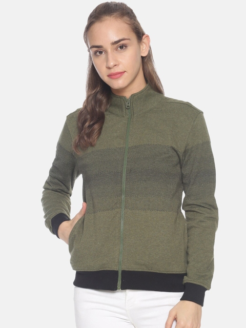 

Campus Sutra Women Olive Green Solid Windcheater Padded Jacket