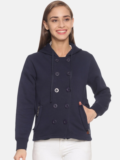 

Campus Sutra Women Navy Blue Solid Windcheater Padded Jacket