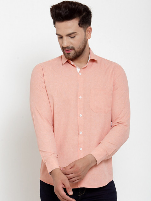 

JAINISH Men Peach-Coloured Classic Regular Fit Solid Casual Shirt