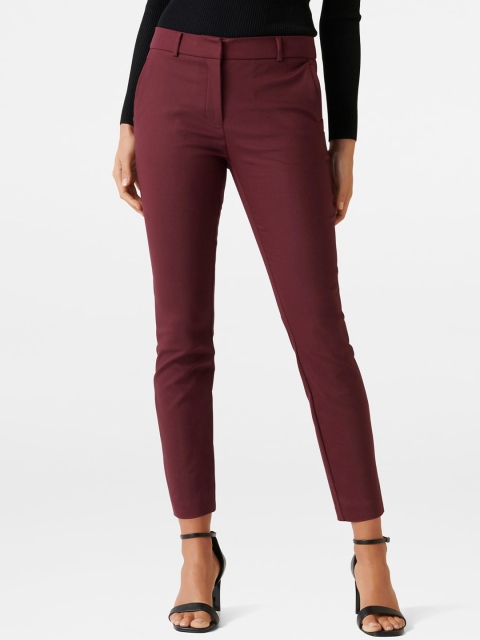 

Forever New Women Burgundy Skinny Fit Solid Regular Trousers