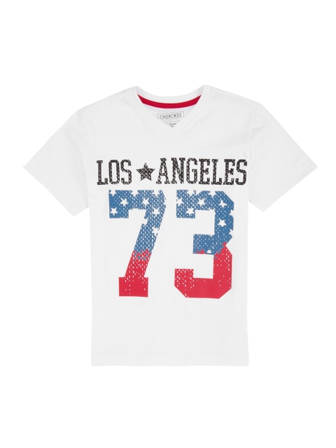 

Cherokee Boys White & Blue Printed V-Neck T-shirt