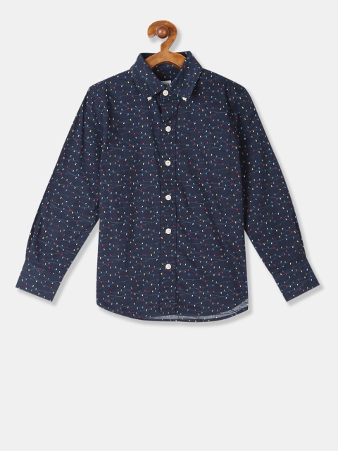 

GAP Boys Blue Poplin Button-Down Shirt, Navy blue