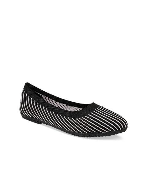 

Shoetopia Women Black & White Striped Ballerinas