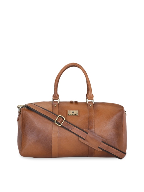 

WELBAWT Unisex Brown Solid Leather Duffle Bag