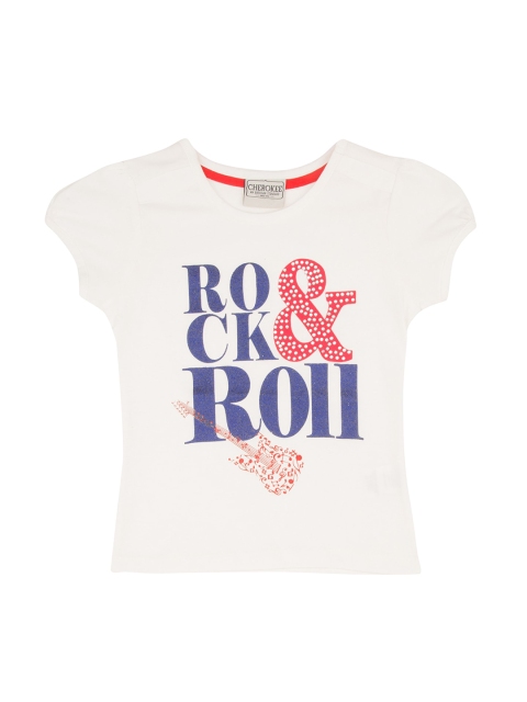 

Cherokee Girls White Printed Pure Cotton Top