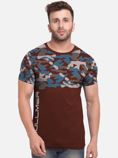 

BULLMER Men Brown Camouflage Printed Round Neck T-shirt