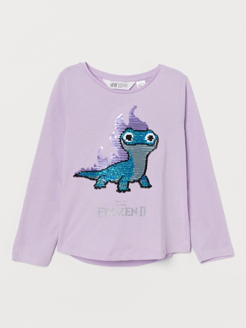 

H&M Girls Lavender & Blue Frozen Sequin-Motif Top