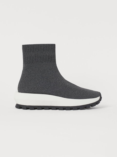

H&M Women Grey Solid Fully-Fashioned Trainer Boots