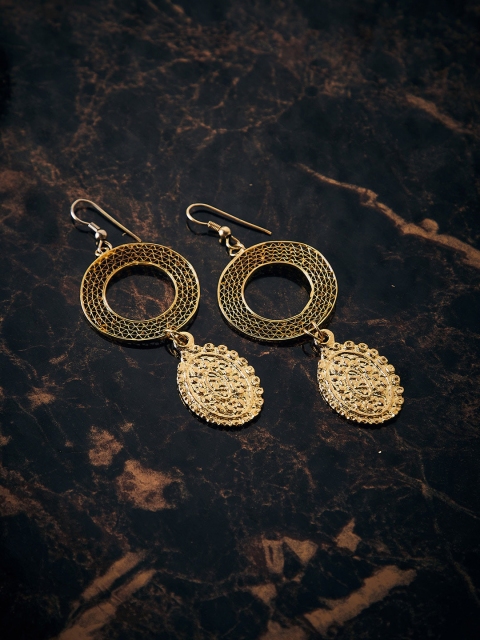 

ZeroKaata Gold-Toned Contemporary Drop Earrings