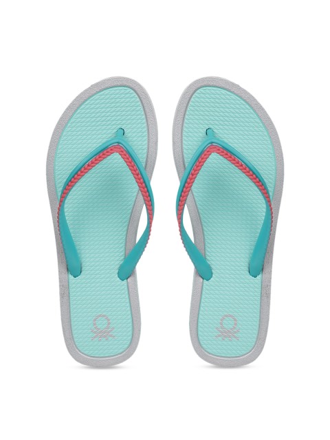 

United Colors of Benetton Women Sea Green Solid Thong Flip-Flops
