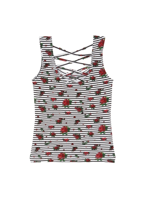 

Cherokee Girls White & Black Floral Printed Top
