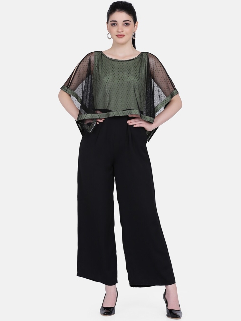 

Eavan Women Black & Green Colourblocked Basic Jumpsuit