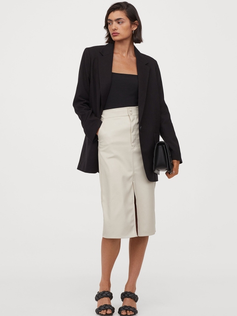 

H&M Women Off White Calf-length Skirt