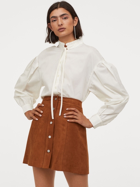 

H&M White Wide cotton blouse, Off white