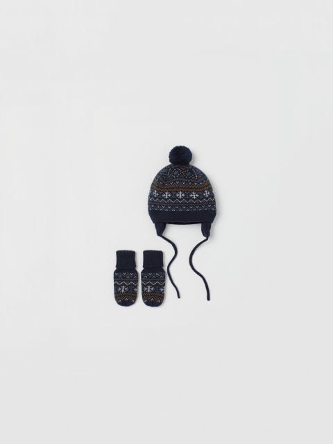 

H&M Kids Navy Blue Hat And Mittens