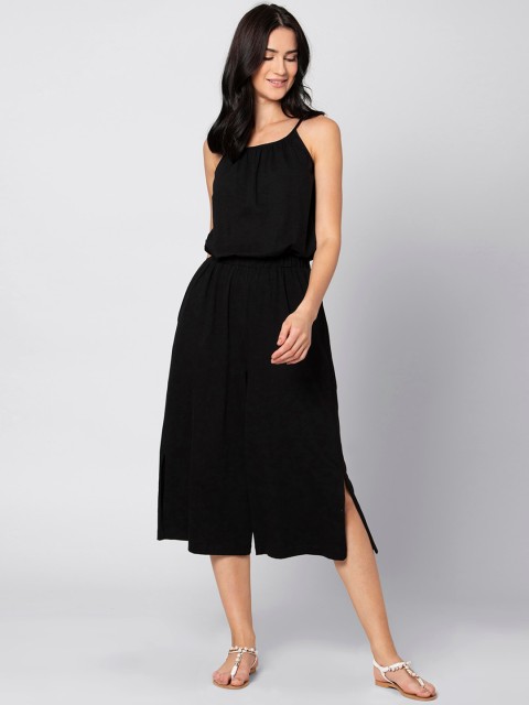 

FabAlley Women Black Solid Culotte Jumpsuit