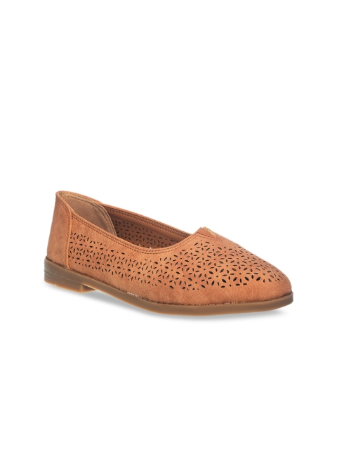 

Khadims Women Tan Brown Laser Cut Ballerinas