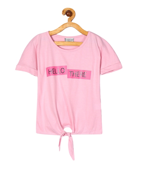 

Cherokee Girls Pink Printed Pure Cotton Top